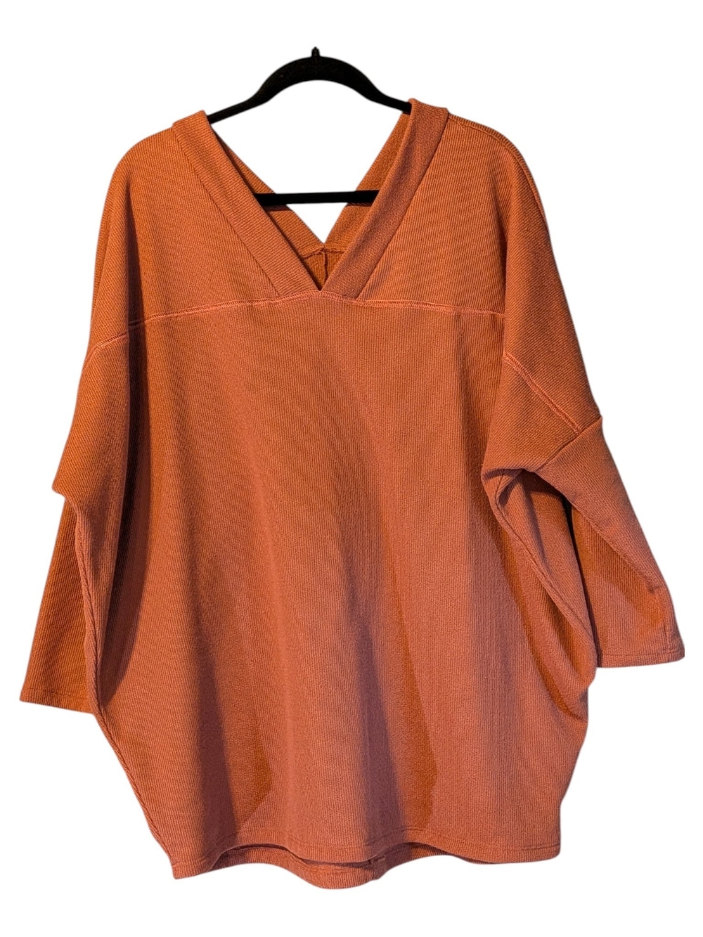 Women's Relaxed V-Neck Tunic Sweatshirt in Rust